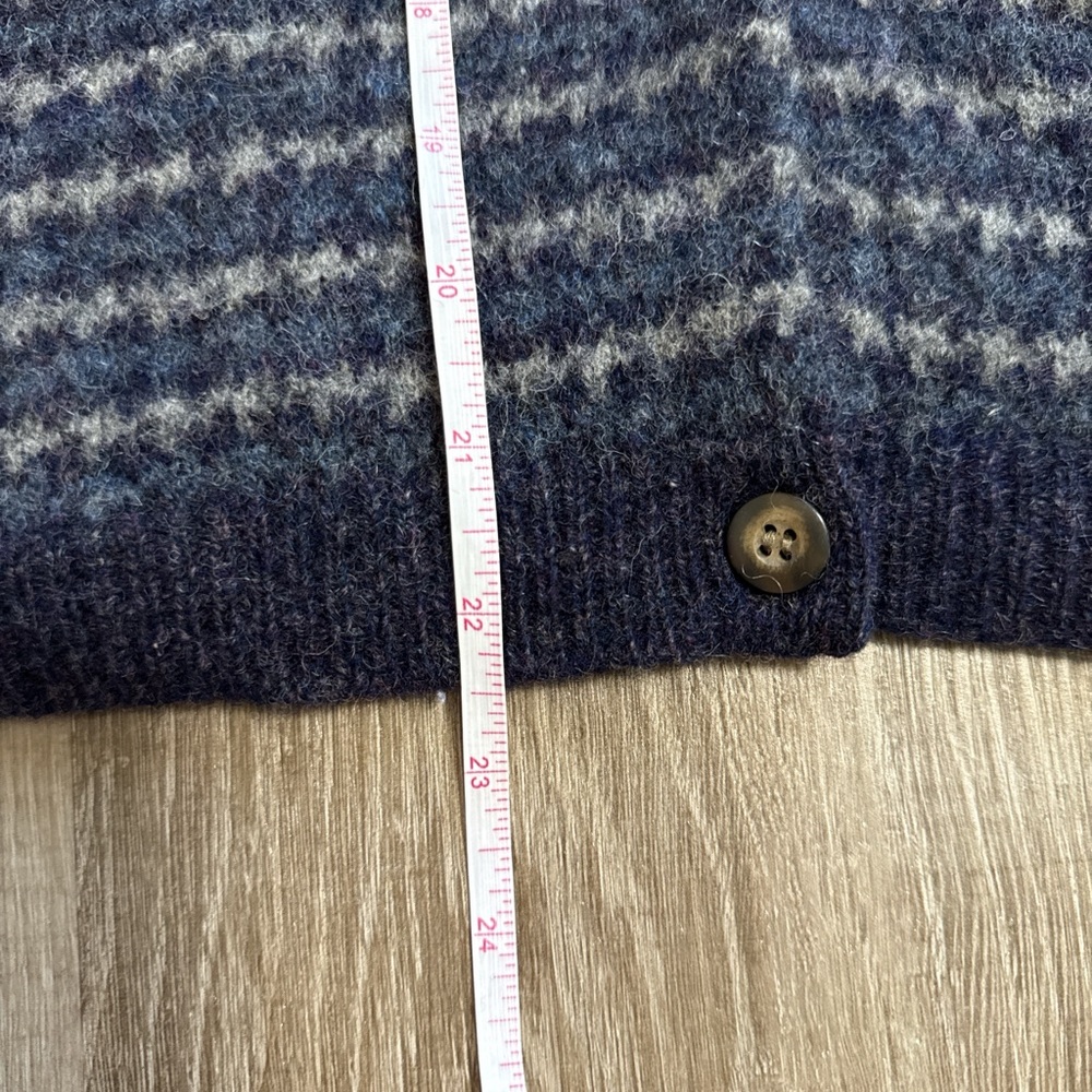 Vintage Eddie Bauer 100% Wool Button Up Blue Stripes Knit Cardigan Size Small - Picture 11 of 11